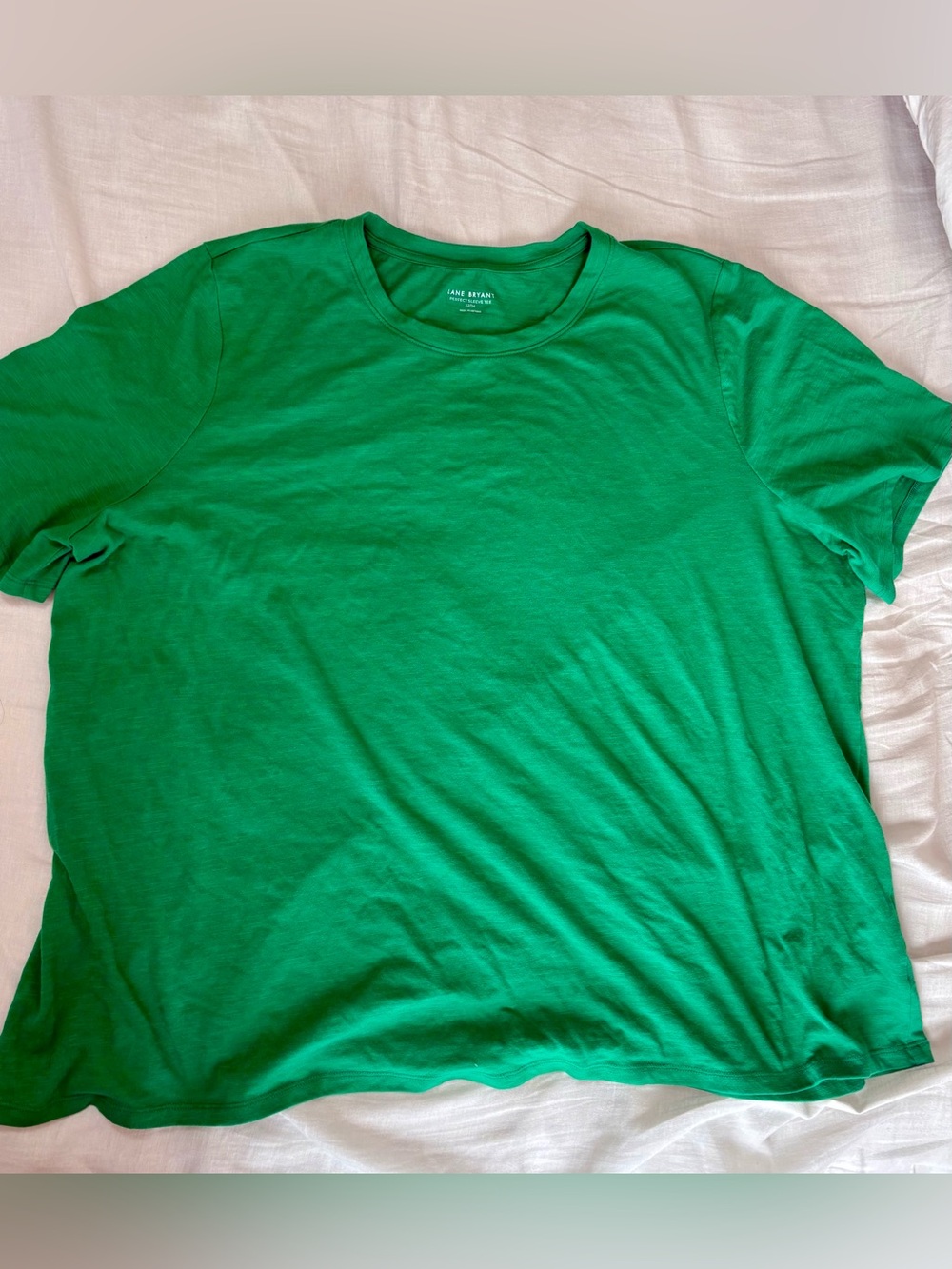 Lane Bryant Bright Green Crew Neck Perfect Sleeve Tee